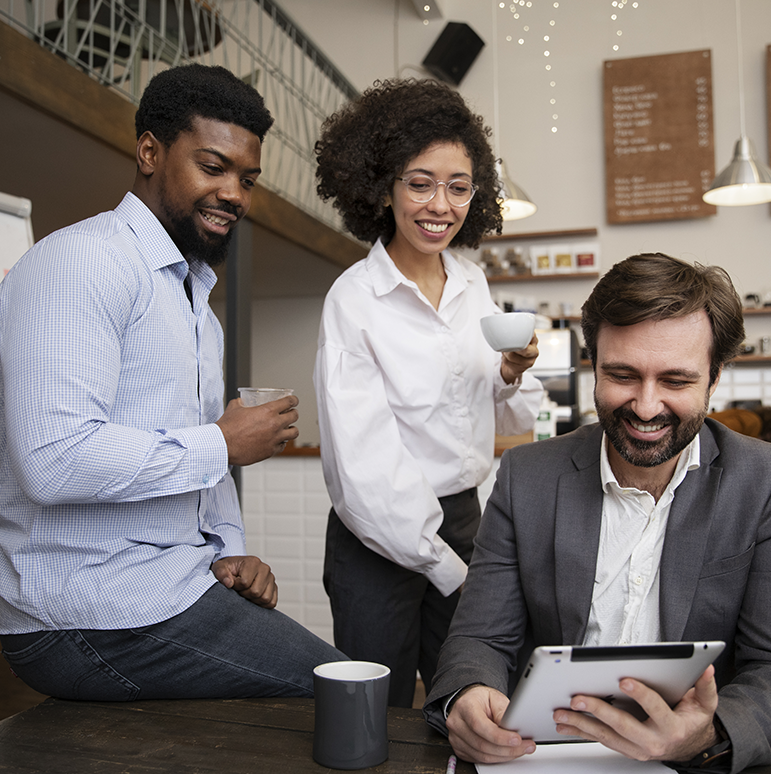 Our team working at the office